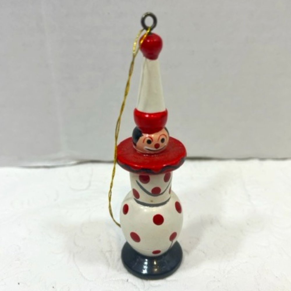 VTG Wooden Circus Clown Christmas Ornament Avon Gift Collection 4"